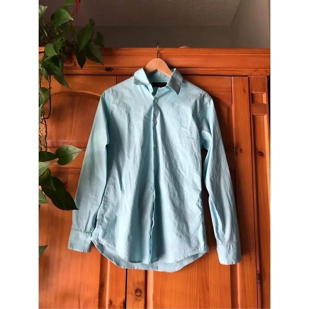 Banana Republic Mens Tailored Stretch Button Up Shirt Blue SZ S